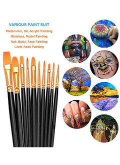 Generic 2 Pack 20 Pcs Round Pointed Tip Paintbrushes Nylon Hair Artist Acrylic Paint Brushes for Acrylic Oil Watercolor, Face Nail Art, Miniature Detailing & Rock Painting, Black  - Image 3