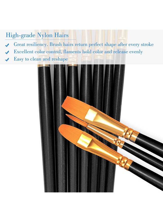 2 Pack 20 Pcs Round Pointed Tip Paintbrushes Nylon Hair Artist Acrylic Paint Brushes for Acrylic Oil Watercolor, Face Nail Art, Miniature Detailing & Rock Painting, Black  - Image 5