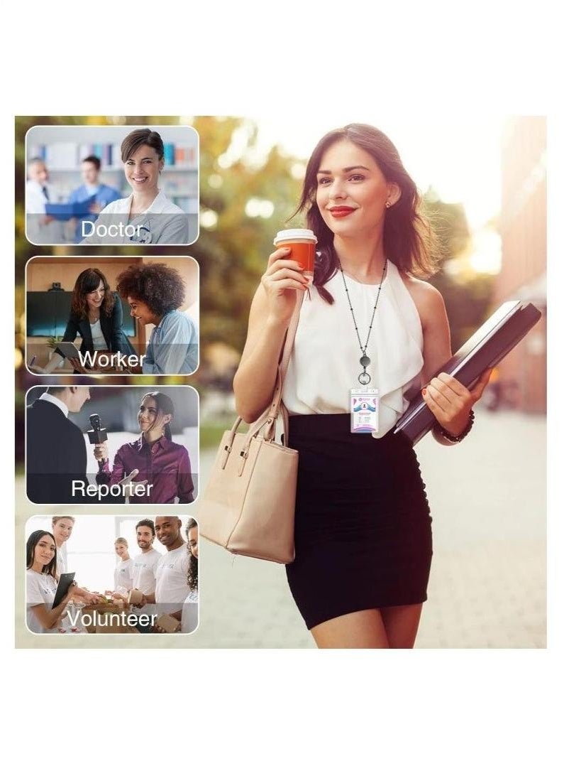 3Pcs ID Badge Holder With Lanyard Retractable Office Work ID Card Badge Holder Stainless Steel Waterproof Set For Driver's License Or Press Card - Image 5