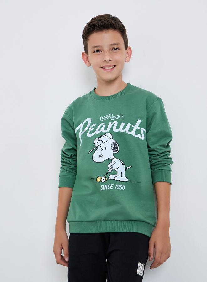 Styli Teens Green Peanuts Graphic Cotton Sweatshirt - Image 1