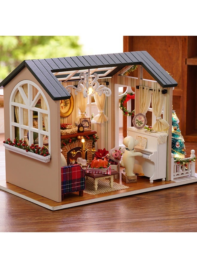 DIY Dollhouse Miniature with Furniture Light, Wooden House Kit Dollhouse Kit Villa Model, Hands Craft Miniature Model for Boys Girls Children Handicraft Gift - Image 3