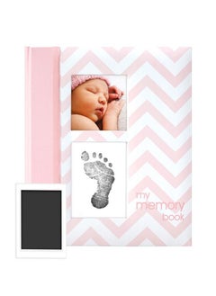 pearhead First 5 Years Chevron Baby Memory Book With Cleantouch Baby Safe Ink Pad To Make Baby Hand Or Footprint Included Newborn Milestone And Pregnancy Journal Pink  - Image 4