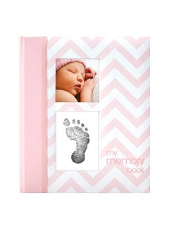 pearhead First 5 Years Chevron Baby Memory Book With Cleantouch Baby Safe Ink Pad To Make Baby Hand Or Footprint Included Newborn Milestone And Pregnancy Journal Pink  - Image 1