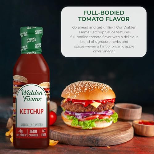 Walden Farms Ketchup – Zero Calorie, Sugar Free, Keto & No Carb Classic Tomato Condiment for Burgers, Fries & More – 12 oz Bottle - Image 2