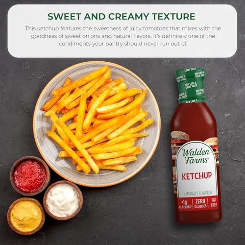 Walden Farms Ketchup – Zero Calorie, Sugar Free, Keto & No Carb Classic Tomato Condiment for Burgers, Fries & More – 12 oz Bottle - Image 3