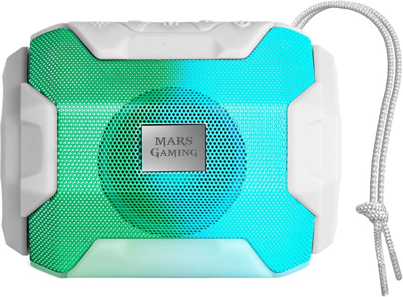 مارس_جيمنج مارس جيمنج MSBAX، مكبر صوت بلوتوث RGB، مدمج، 10 واط، USB/بطاقة MicroSD/راديو، أبيض - Image 2
