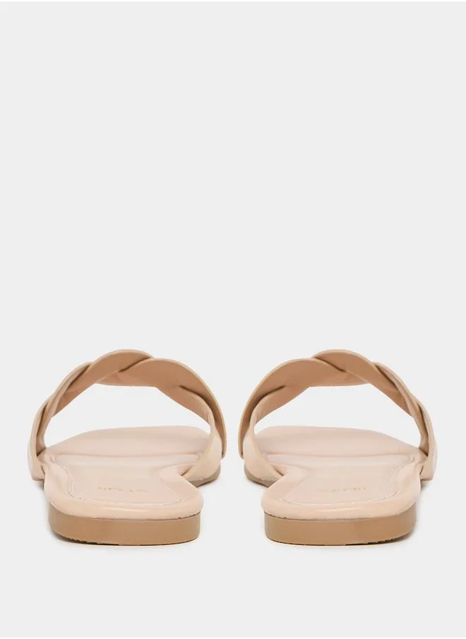 Styli Plain Braided Slip On Sandals