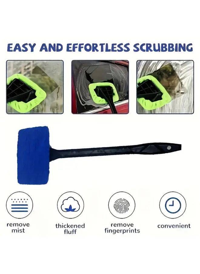 Navy Blue Complete Car Window Cleaning Kit Retractable Handle Squeegee Set - Image 5