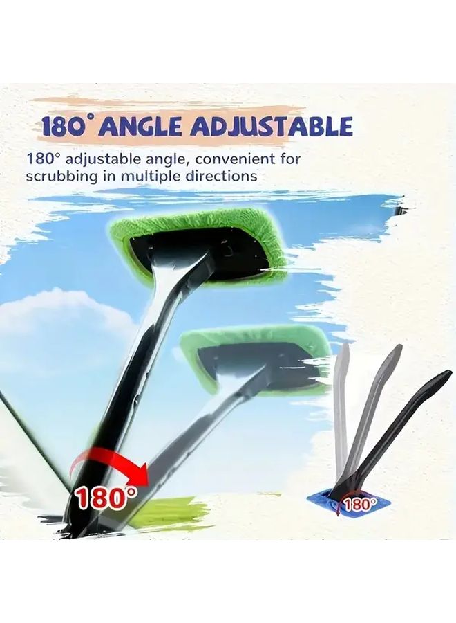 Navy Blue Complete Car Window Cleaning Kit Retractable Handle Squeegee Set - Image 2