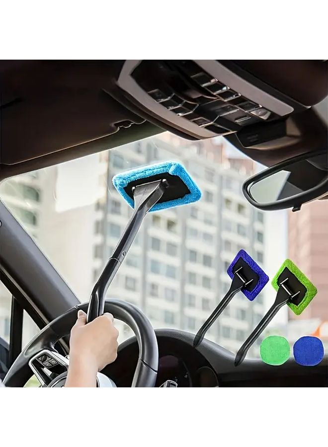 Navy Blue Complete Car Window Cleaning Kit Retractable Handle Squeegee Set - Image 1