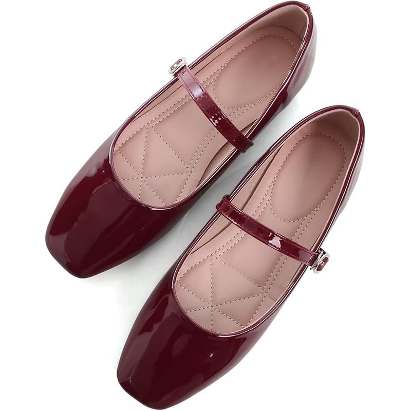 LUXINYU Women's Slip on Flats,Classy Round Toe Solid Classic Mary Jane Ballet Dance Shoes Soft Comfortable PU Flat Shoes - Image 3