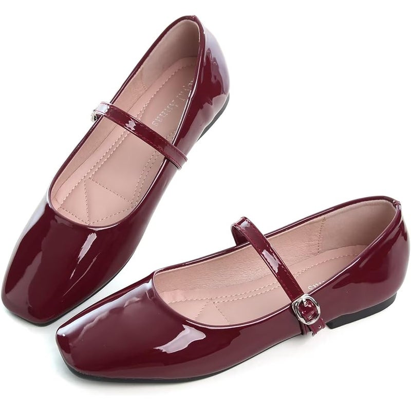 LUXINYU Women's Slip on Flats,Classy Round Toe Solid Classic Mary Jane Ballet Dance Shoes Soft Comfortable PU Flat Shoes - Image 2