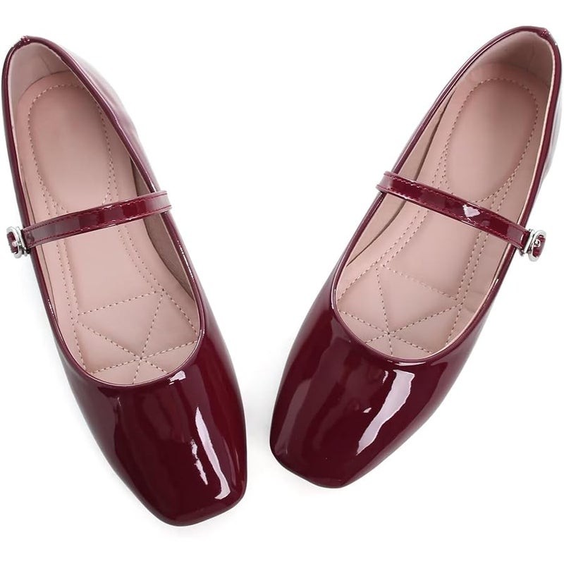 LUXINYU Women's Slip on Flats,Classy Round Toe Solid Classic Mary Jane Ballet Dance Shoes Soft Comfortable PU Flat Shoes - Image 1