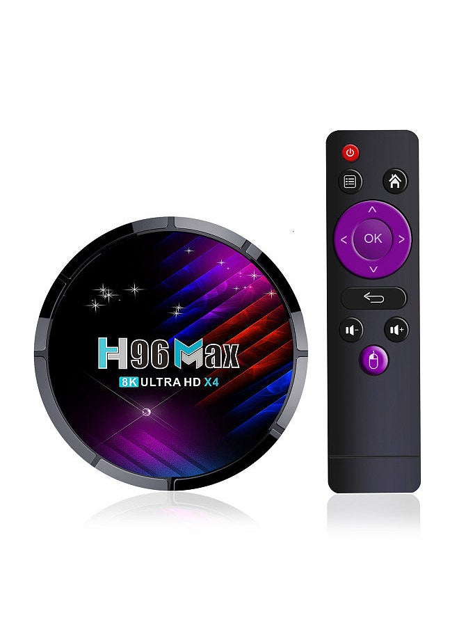 صندوق تلفاز ذكي H96 Max X4 يعمل بنظام Android 11.0 ومشغل وسائط UHD 4K وAmlogic S905X4 2.4G/5G وWiFi وAV1 وH.265 VP9 وفك التشفير مع جهاز التحكم عن بعد