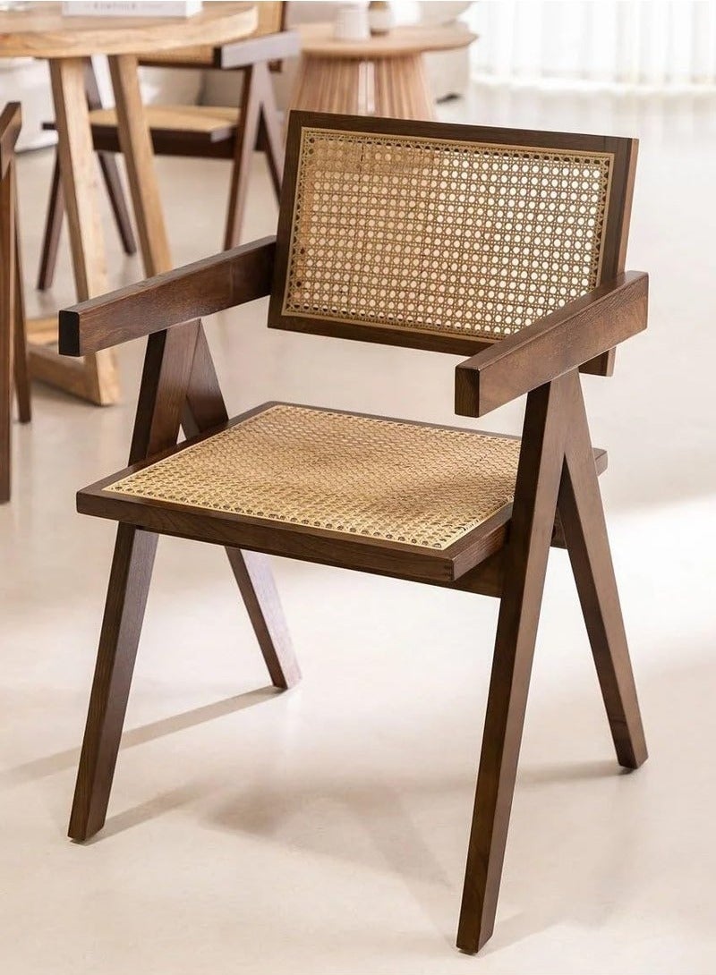 XiuWoo Mid century Modern Accent Chair Solid Wood Frame Armchair with Rattan Design Perfect for Home Office Living Room and Dining Room - Image 3