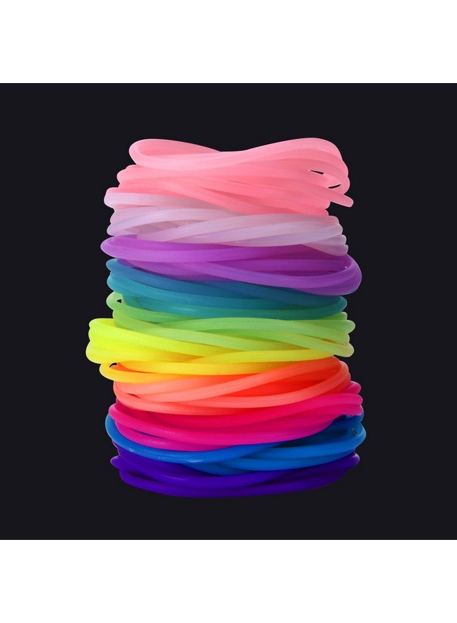 Senkary 120 Pieces Silicone Jelly Bracelets Rainbow Glow Neon Stretchable 80s Bracelets Bands Hair Ties for Party Favors, Adults, Women (10 Colors) - Image 4