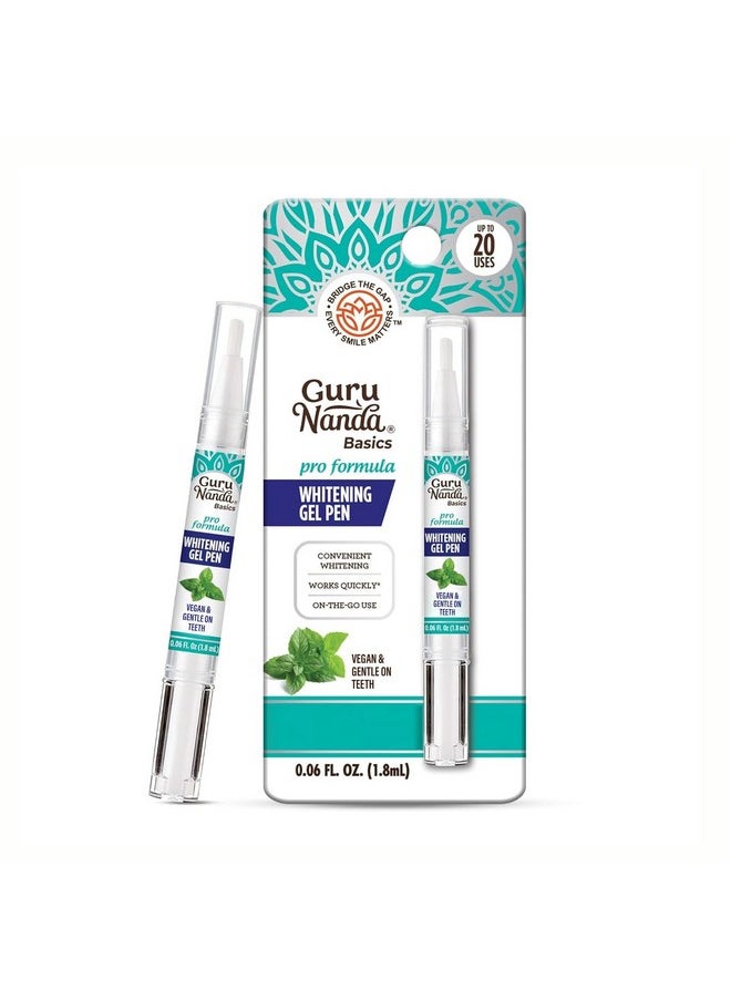 GuruNanda - Teeth Whitening Pen,(0.06 Fl Oz)-20 Uses, Vegan & Gentle On Teeth Pro Formula - Hydrogen Peroxide Whitening Gel Pen, Cruelty-Free, Mint Flavor - Image 1