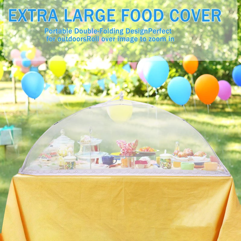 JULBEAR 4 Pcs Extra Large Mesh Food Cover Tent Umbrella Food Screen Covers for Outside Pop-up Mesh Reusable Food Nets for Parties Picnics Outdoor BBQs Collapsible (2 Pcs 40"x24", 2 Pcs 32"x24") - Image 5