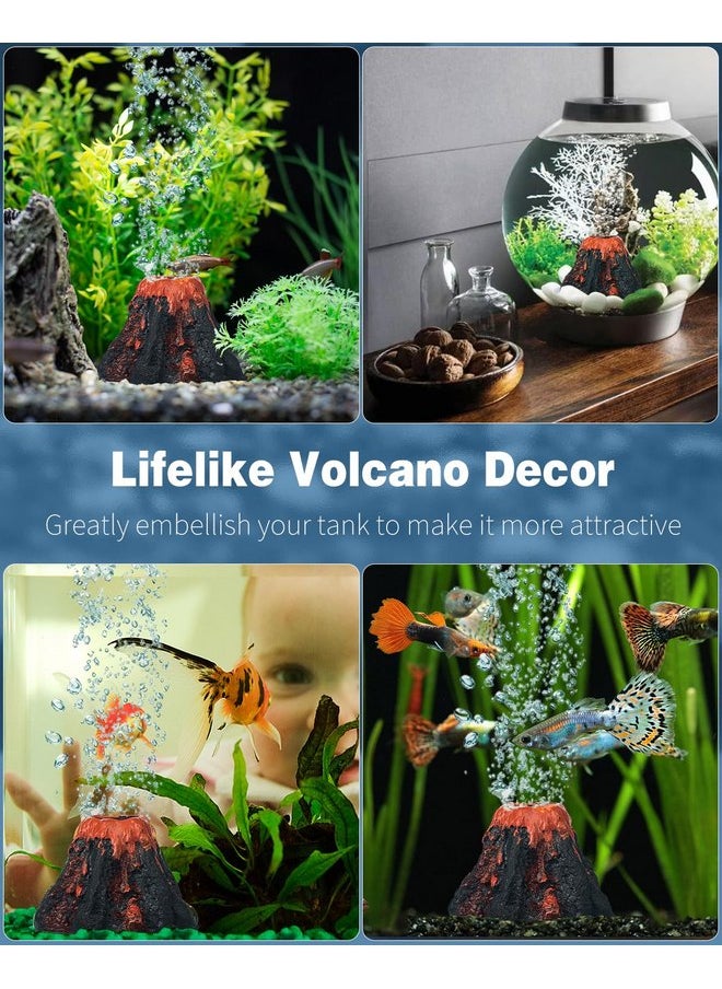 Uniclife - Uniclife Aquarium Volcano Ornament Kit Fish Tank Decoration Mini Resin Volcanic Decor for Fish Tank Landscape Realistic Mountain with Air Stone Bubbler Airline Tubing Accessories for Oxygenation - Image 1