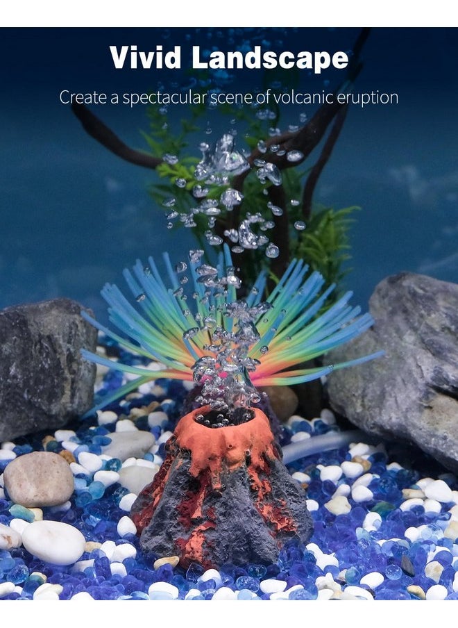 Uniclife - Uniclife Aquarium Volcano Ornament Kit Fish Tank Decoration Mini Resin Volcanic Decor for Fish Tank Landscape Realistic Mountain with Air Stone Bubbler Airline Tubing Accessories for Oxygenation - Image 1