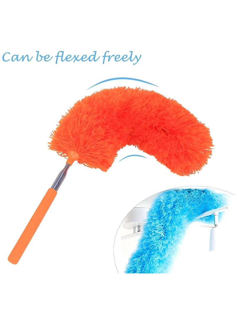 Hand Duster Soft Washable Duster, Telescopic Duster, Easy to Use Extendable Microfiber Duster Brush for Surface Cleaning, Soft Cleaning Tool for Home, Office, Car (Orange)