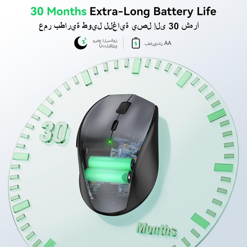 TECKNET Wireless Mouse, 2.4G Computer Mouse with 6-Level Adjustable 4800 DPI, 30 Months Battery, Ergonomic Grips, 6 Buttons Portable for PC, Chromebook, Mac, Grey - Image 5