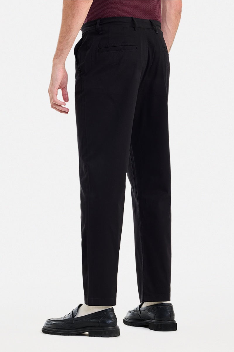SNITCH Black Solid Regular Fit Casual Chinos - Image 5