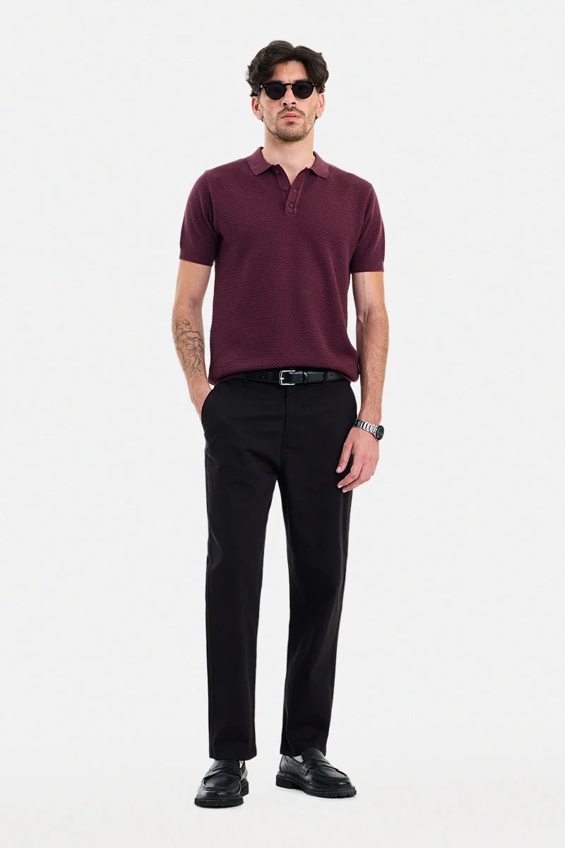 SNITCH Black Solid Regular Fit Casual Chinos