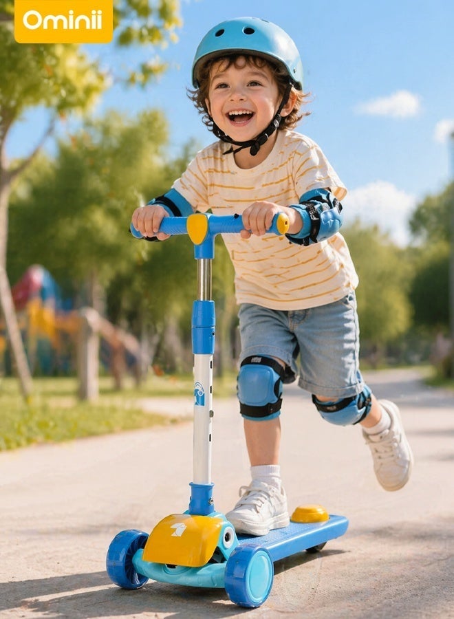 Ominii Foldable Kids Three-Wheel Scooter With Light Up LED Wheels, Adjustable Handlebar, No-Assembly Design, Stable and Durable for Outdoor Play, Suitable for Ages 3–12 - Image 1