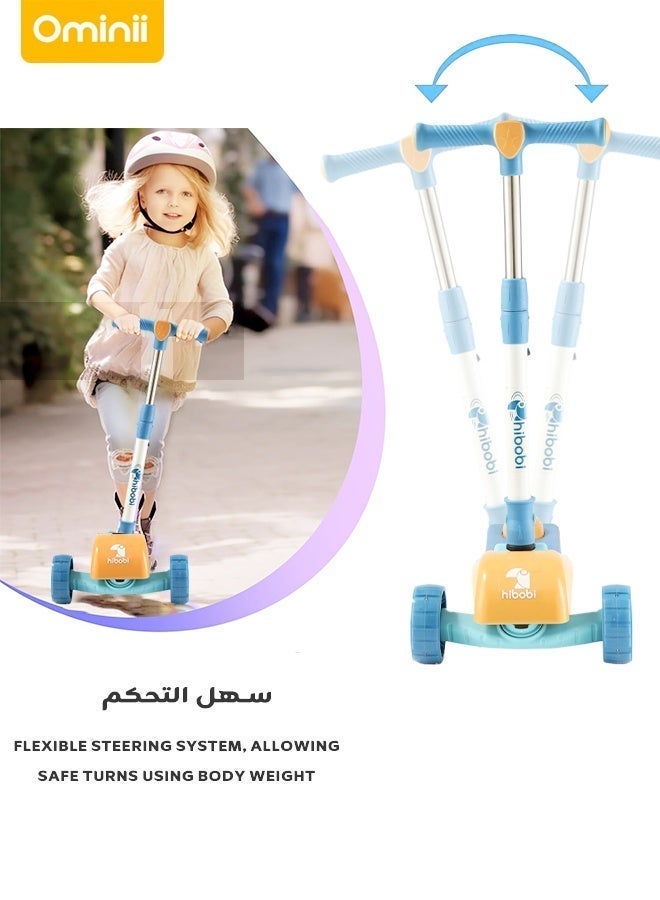 Ominii Foldable Kids Three-Wheel Scooter With Light Up LED Wheels, Adjustable Handlebar, No-Assembly Design, Stable and Durable for Outdoor Play, Suitable for Ages 3–12 - Image 4