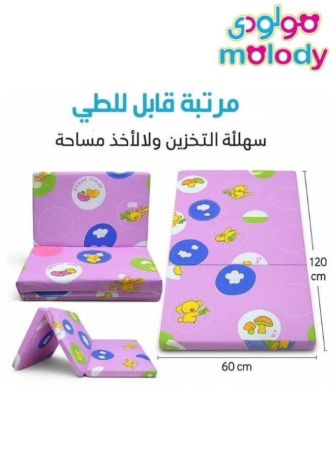 مولودي مرتبة أطفال إسفنجية قابلة للطي 60×120 سم – مقاس سرير الطفل – مناسبة للرحلات والخرجات – تتحول إلى كنبة مريحة للأطفال - Image 4