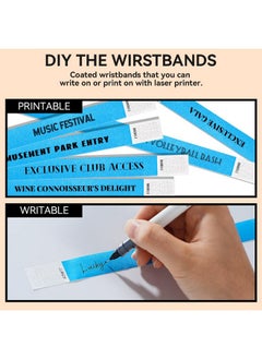 TsMADDTs 360Pcs Neon Blue Paper Wristbands For Events Printable Wrist Bands  - Image 4