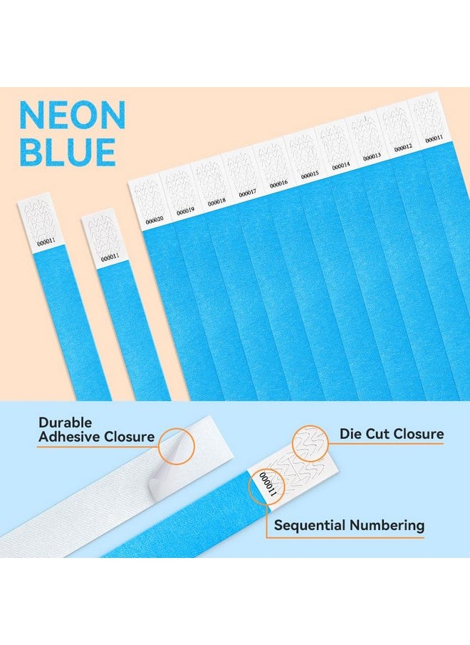 TsMADDTs 360Pcs Neon Blue Paper Wristbands For Events Printable Wrist Bands  - Image 3
