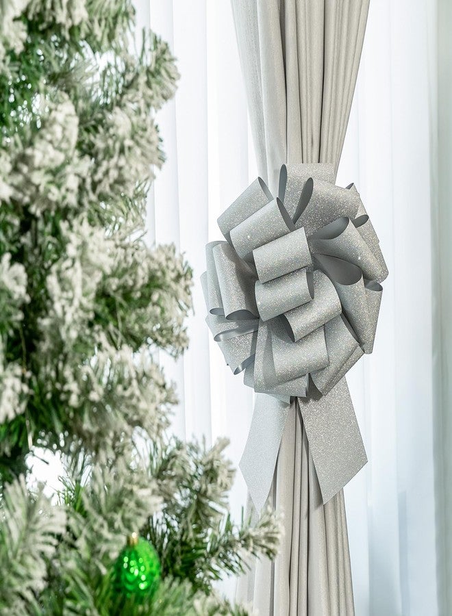 LeZakaa 12" Silver Gift Bow - Giant Glitter Pull Bow, Car Bow, Giant Big Pull Bow for Large Gift Decoration, Birthday Bows, Wedding Bow, Holiday Bow, Christmas Bow (1 Pack - Image 5
