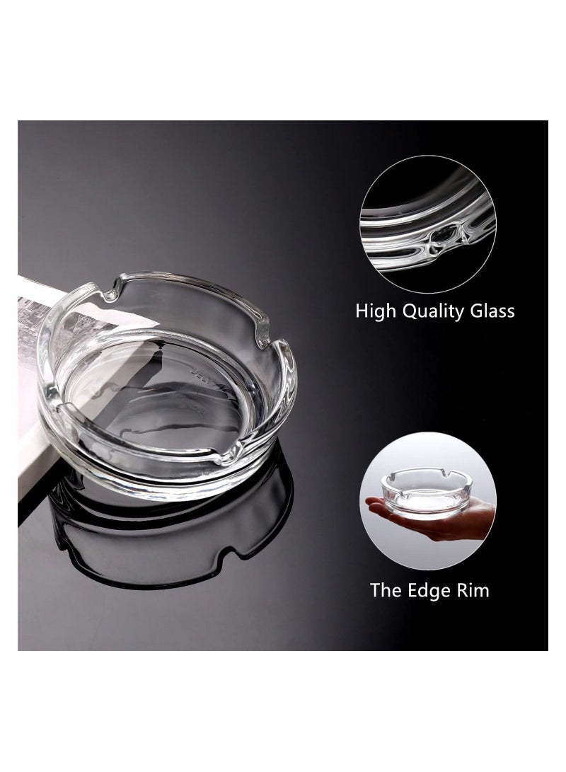 2 Pack Glass Ashtray Simple and Clear Ashtrays for Cigarettes Cigars Portable Modern Ashtray for Home Office Cafes Hotels Outdoor Use Decorative Cute Pretty Ash Holders - Image 2
