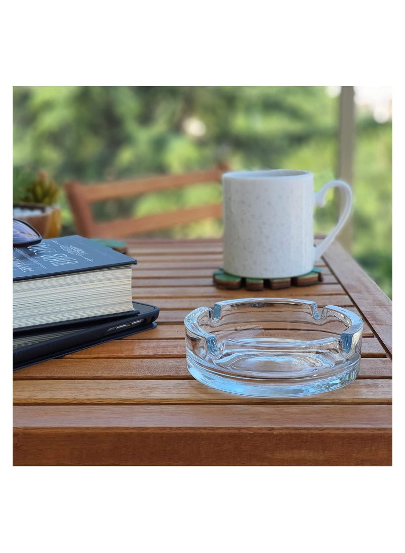 2 Pack Glass Ashtray Simple and Clear Ashtrays for Cigarettes Cigars Portable Modern Ashtray for Home Office Cafes Hotels Outdoor Use Decorative Cute Pretty Ash Holders - Image 3