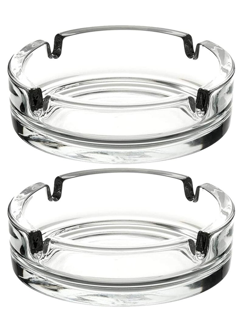 2 Pack Glass Ashtray Simple and Clear Ashtrays for Cigarettes Cigars Portable Modern Ashtray for Home Office Cafes Hotels Outdoor Use Decorative Cute Pretty Ash Holders - Image 1