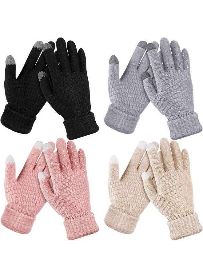 4 Pairs Women's Winter Touch Screen Gloves Warm Fleece Lined Knit Gloves Elastic Cuff Winter Texting Gloves (Black, Gray, Pink, Beige) - pzsku/ZB689C5B7455085002188Z/45/_/1740982545/fd4d109f-8090-4a08-a151-a23aad57ddf7