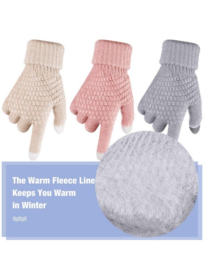 4 Pairs Women's Winter Touch Screen Gloves Warm Fleece Lined Knit Gloves Elastic Cuff Winter Texting Gloves (Black, Gray, Pink, Beige) - pzsku/ZB689C5B7455085002188Z/45/_/1740982549/05a66f8a-04a6-4bd5-9d0f-7d5032e1e2a6