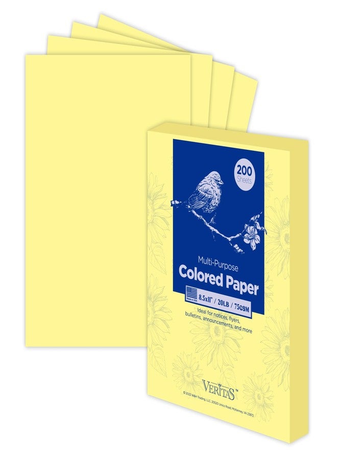 WritePads Veritas Colored Copy Paper,Multi-Purpose paper,Colored Printer Paper 8.5” x 11”, 20 lb / 90 GSM, Canary 200 Sheets (1 Reams)，Made in USA - Image 1
