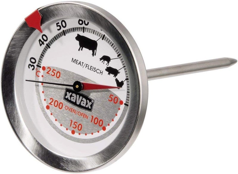 Xavax 2-in-1 roasting thermometer made of stainless steel (simultaneous measurement of cooking and oven temperature, dishwasher-safe) silver - Image 1