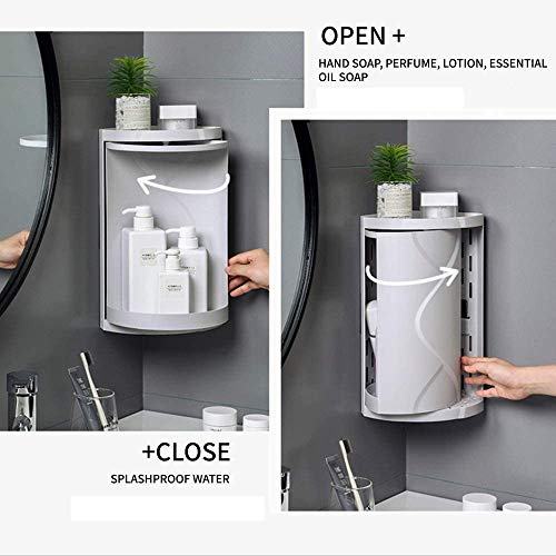 Matiko Bathroom Corner Rotating Plastic Bathroom Corner Cabinet | Bathroom Organizer Storage (Small), White - Image 3