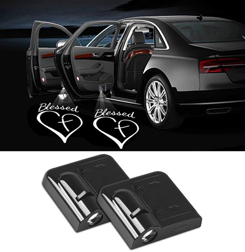 NewL 2 Pcs Led Car Door Welcome Light Blessed Logo Symbol Projector Lights Ghost Shadow Light - Image 1