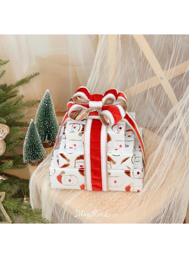 MAYREEL 2.5 Inch Double Color Velvet Wired Ribbon (Red & White, 10Yds) - Image 3
