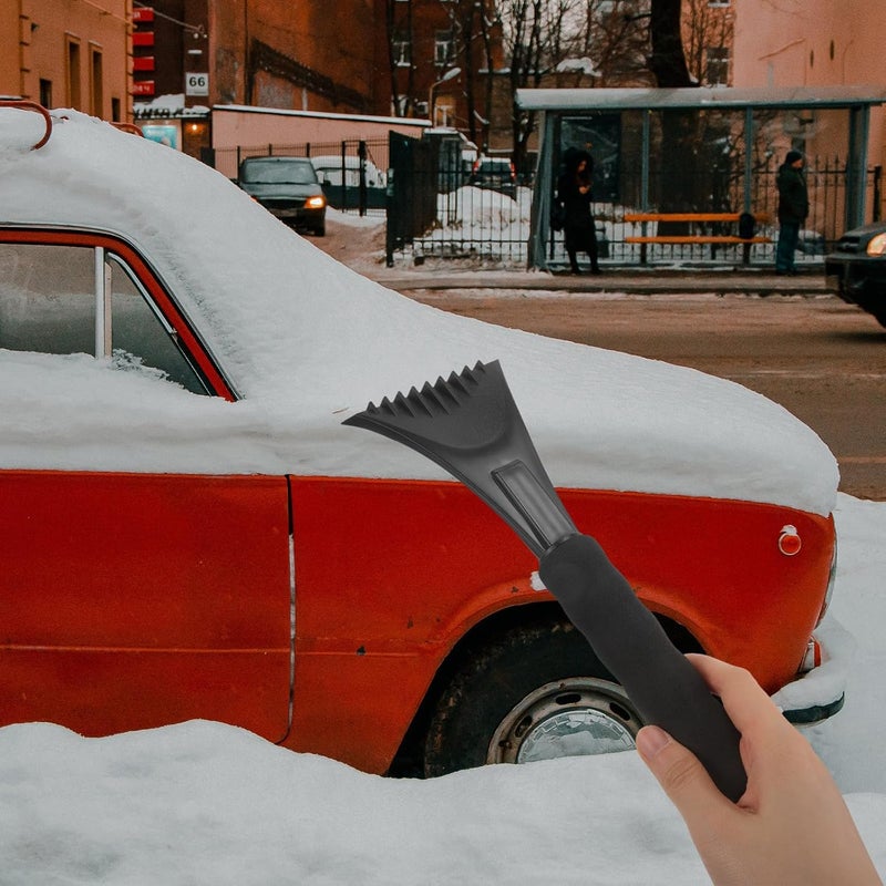 2pcs Multifunctional Plastic Snow Shovel with Replaceable Ice Scraper, Handheld Car Snow Shovel for Winter Deicing and Frost Removal, Black and Orange - Image 4
