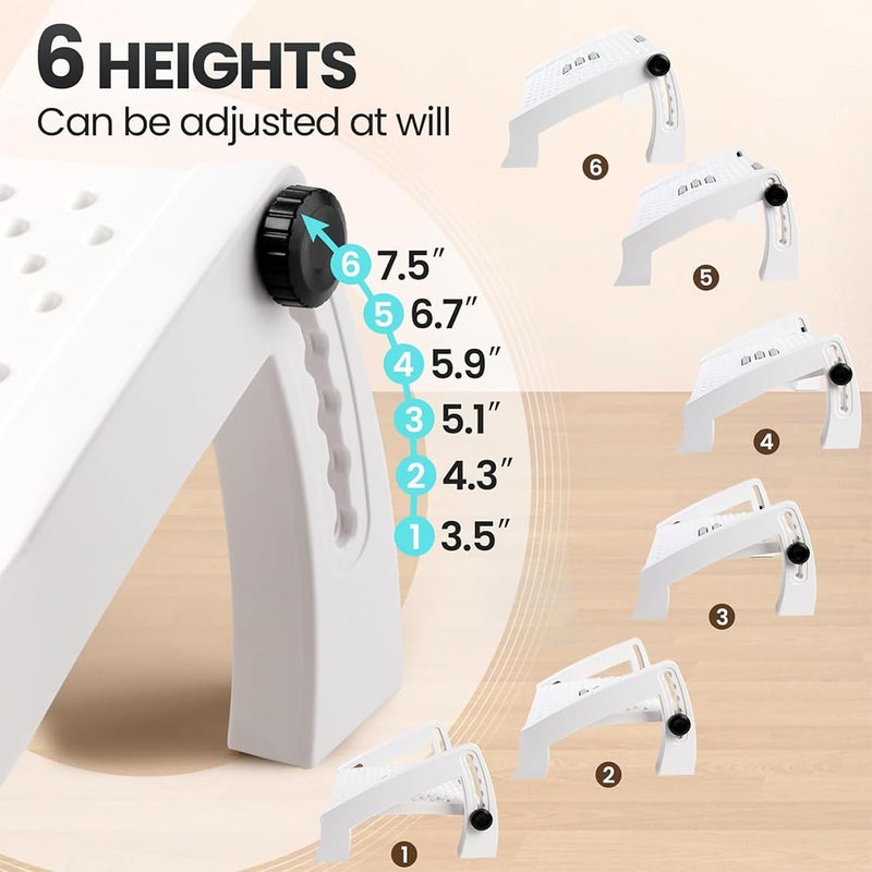 divinezon 6 Point Adjustable Underdesk Footrest with Foot Massager Roller 345 X 28 X 18 CM White - Image 4