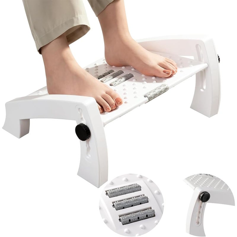divinezon 6 Point Adjustable Underdesk Footrest with Foot Massager Roller 345 X 28 X 18 CM White - Image 5