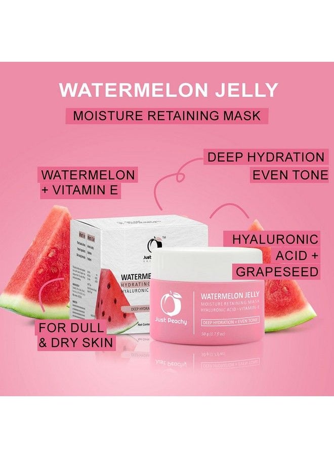 Just Peachy - Watermelon Jelly Mask With Grapeseed Watermelon Vitamin E And Hyaluronic Acid ; For Dull Skin + Dryness ; Nourished & Deeply Hydrated Skin ; Moisture Retaining Face Mask 50G - Image 1