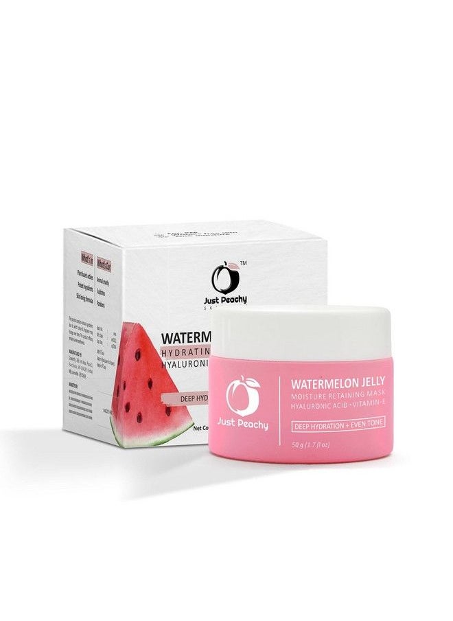 Just Peachy - Watermelon Jelly Mask With Grapeseed Watermelon Vitamin E And Hyaluronic Acid ; For Dull Skin + Dryness ; Nourished & Deeply Hydrated Skin ; Moisture Retaining Face Mask 50G - Image 1