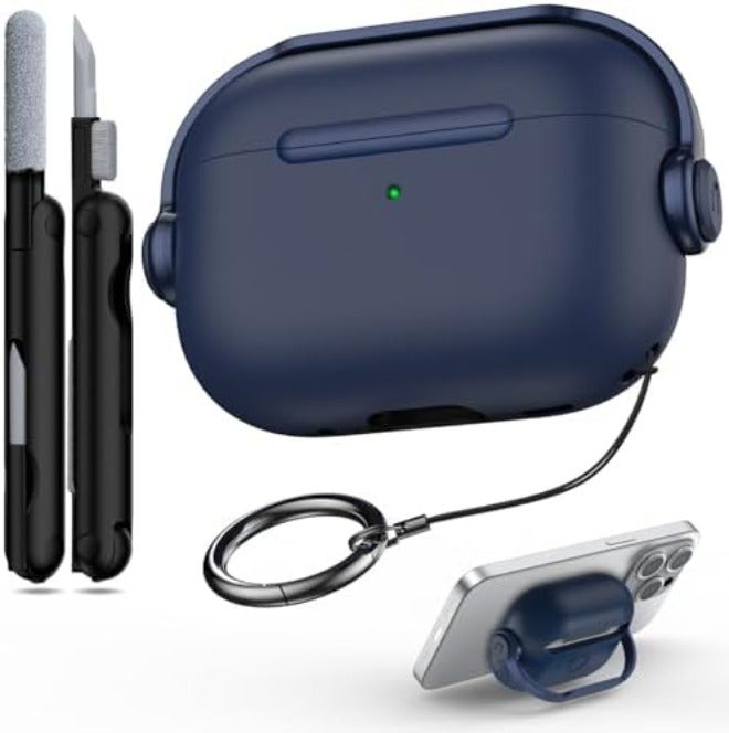 R-fun Airpods Pro Case (2nd/1st Gen,2023/2022/2019) with Secure Lock & Cleaning Kit, Music Headset Earphone Protective Case Cover Compatible with Airpods Pro 2 (USB-C/Lightning Cable), Black - Image 1